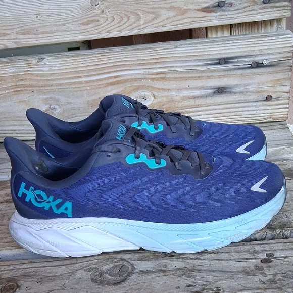 Hoka Arhai 6 Navy and Aqua Running Shoes - Picture 3 of 12